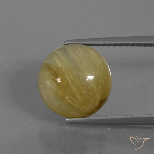 6.04ct طبيعي ذهبى لامع كوارتز روتيل, دائري, نصف شفاف