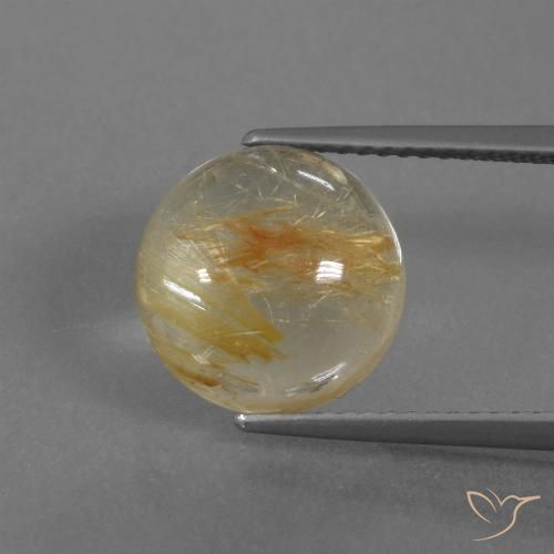 5.53ct طبيعي بنى دافئ كوارتز روتيل, دائري, شفاف