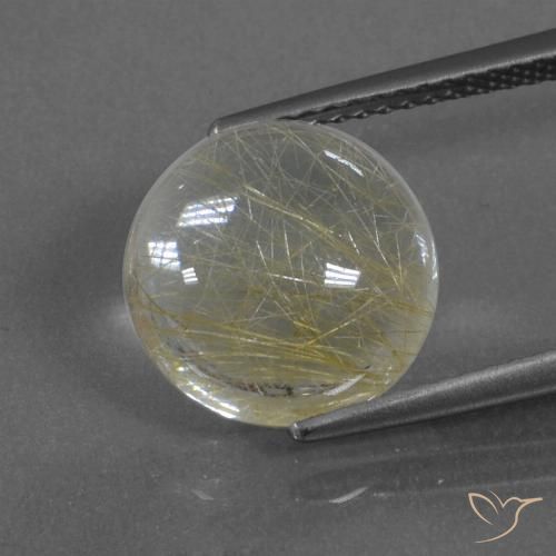 4.89ct طبيعي بنى-ذهبى فاتح جدا كوارتز روتيل, دائري, شفاف