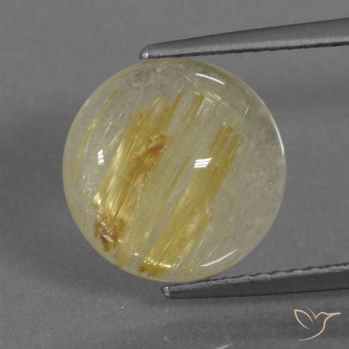 4.40ct طبيعي أصفر ترابى كوارتز روتيل, دائري, شفاف