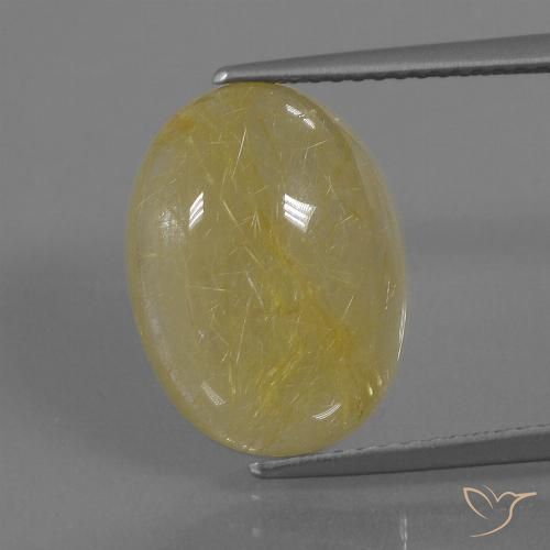 7.56ct طبيعي ذهبى مصفر كوارتز روتيل, بيضوي, نصف شفاف