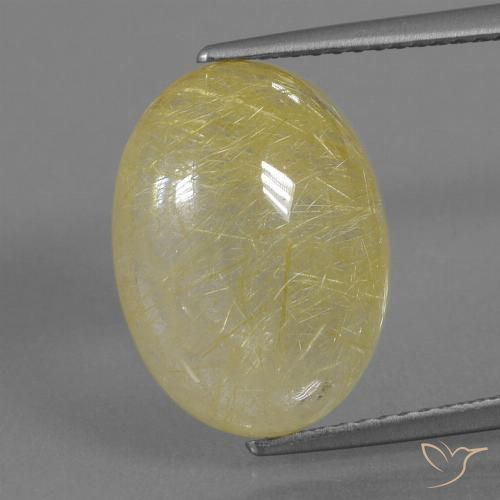 8.12ct طبيعي أصفر دافئ كوارتز روتيل, بيضوي, نصف شفاف, Photo A
