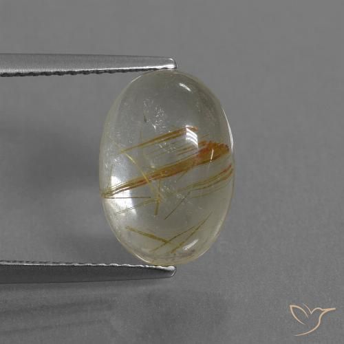 4.92ct طبيعي أصفر فاتح كوارتز روتيل, بيضوي, شفاف