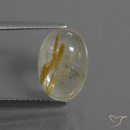 4.06ct طبيعي بنى-ذهبى فاتح جدا كوارتز روتيل, بيضوي, شفاف