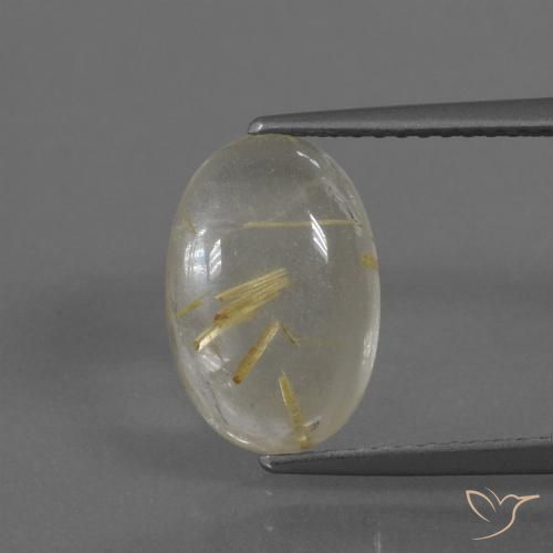 3.68ct طبيعي أصفر فاتح كوارتز روتيل, بيضوي, شفاف