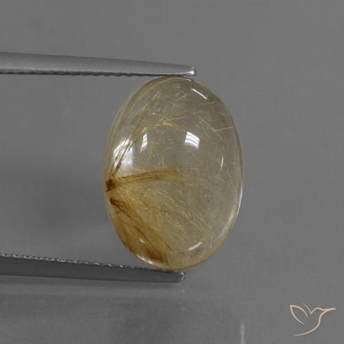 8.05ct طبيعي بنى-ذهبى فاتح جدا كوارتز روتيل, بيضوي, شفاف