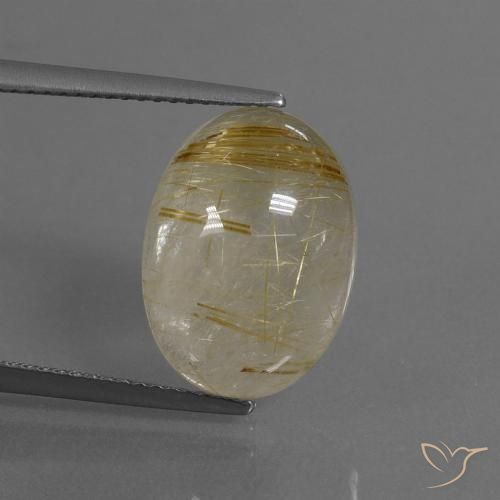 8.12ct طبيعي بنى-ذهبى فاتح جدا كوارتز روتيل, بيضوي, شفاف