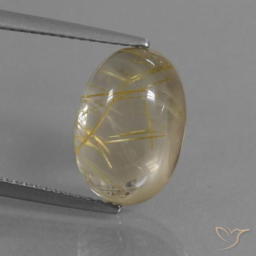 5.58ct طبيعي بنى-ذهبى فاتح جدا كوارتز روتيل, بيضوي, شفاف