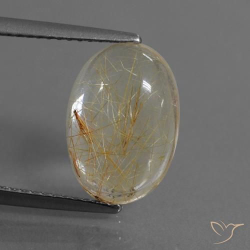 4.09ct طبيعي بنى-ذهبى فاتح جدا كوارتز روتيل, بيضوي, شفاف