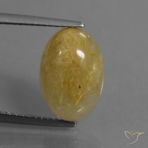 4.56ct طبيعي أصفر-ذهبى كوارتز روتيل, بيضوي, نصف شفاف