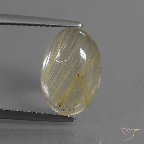 4.05ct طبيعي بنى-ذهبى فاتح جدا كوارتز روتيل, بيضوي, شفاف
