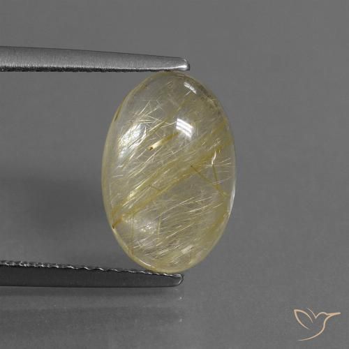 3.59ct طبيعي أصفر فاتح كوارتز روتيل, بيضوي, شفاف