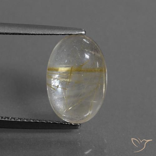 3.12ct طبيعي بنى-ذهبى فاتح جدا كوارتز روتيل, بيضوي, شفاف