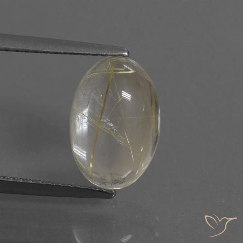 3.27ct طبيعي بنى-ذهبى فاتح جدا كوارتز روتيل, بيضوي, شفاف