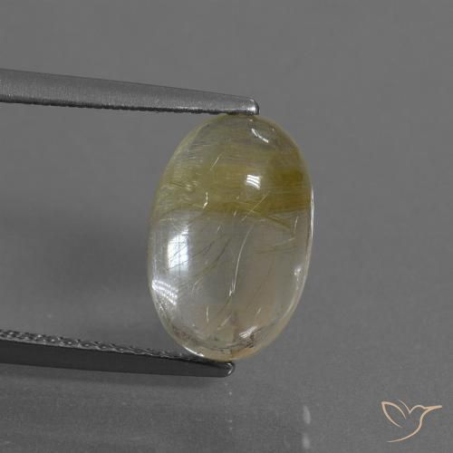 4.09ct طبيعي أصفر فاتح كوارتز روتيل, بيضوي, شفاف, Photo A