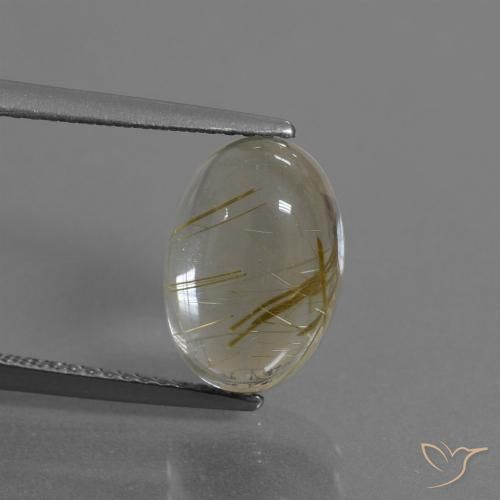 4.38ct طبيعي بنى-ذهبى فاتح جدا كوارتز روتيل, بيضوي, شفاف