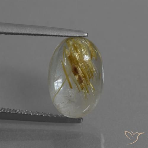 3.87ct طبيعي بنى-ذهبى فاتح جدا كوارتز روتيل, بيضوي, شفاف