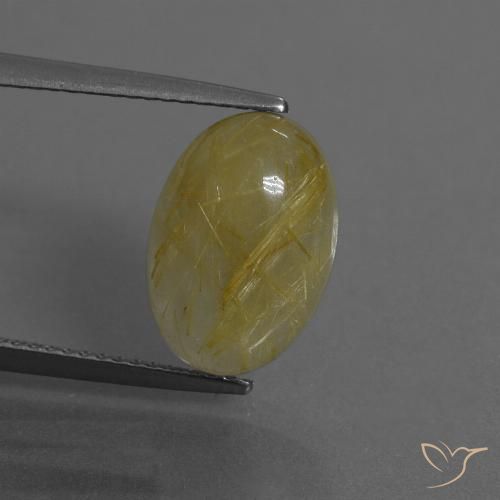 5.27ct طبيعي أصفر متوسط كوارتز روتيل, بيضوي, نصف شفاف
