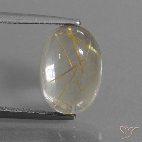 5.34ct طبيعي أصفر فاتح كوارتز روتيل, بيضوي, شفاف