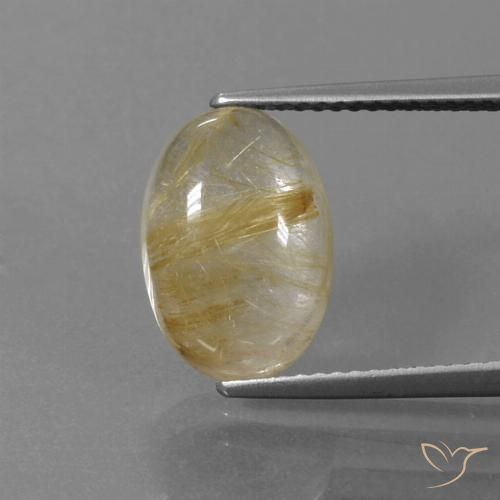 4.57ct طبيعي بنى-ذهبى فاتح جدا كوارتز روتيل, بيضوي, شفاف