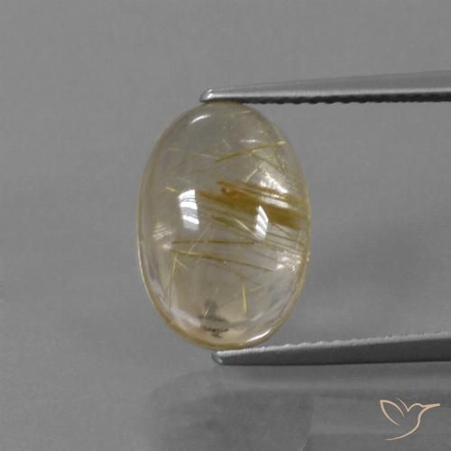 4.36ct طبيعي بنى-ذهبى فاتح جدا كوارتز روتيل, بيضوي, شفاف, Photo A