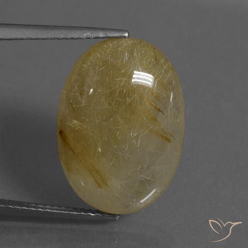 16.12ct طبيعي أصفر متوسط كوارتز روتيل, بيضوي, نصف شفاف