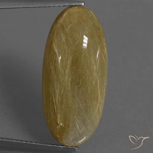 12.34ct طبيعي أصفر متوسط كوارتز روتيل, بيضوي, نصف شفاف