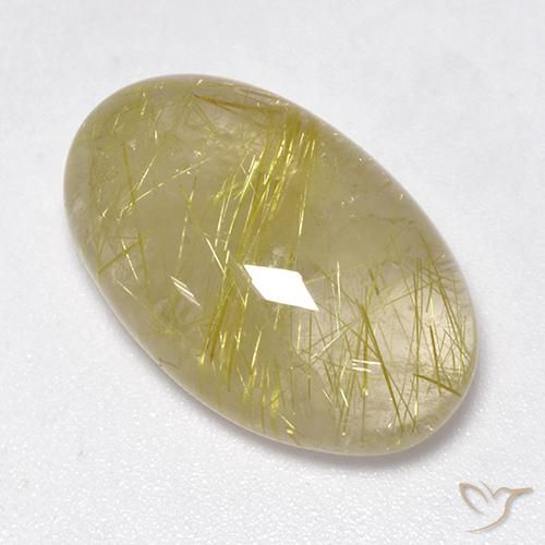 15.27ct طبيعي أصفر ترابى فاتح كوارتز روتيل, بيضوي, نصف شفاف