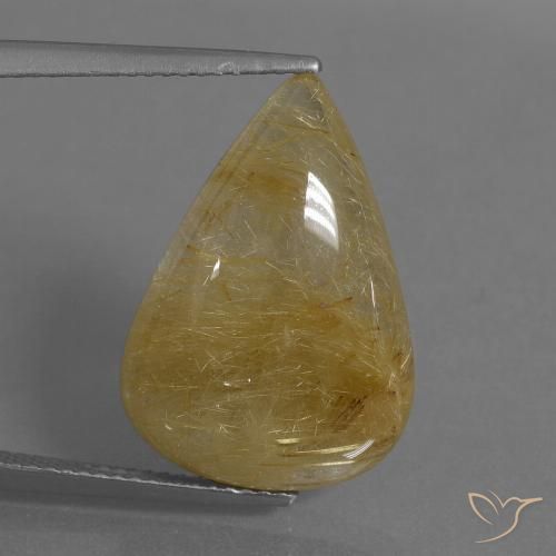 14.48ct طبيعي أصفر متوسط كوارتز روتيل, شكل الكمثرى, نصف شفاف