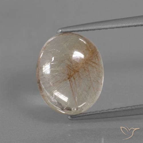 3.95ct طبيعي شفاف وبرونزى-ذهبى كوارتز روتيل, بيضوي, شفاف