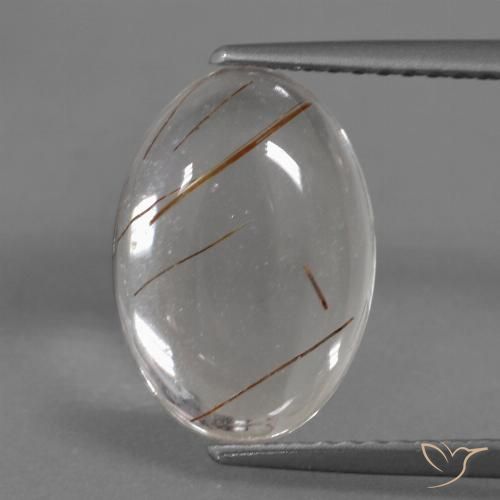 3.45ct طبيعي شفاف مع نحاسى كوارتز روتيل, بيضوي, شفاف