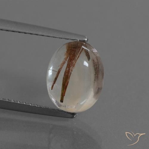3.48ct طبيعي شفاف مع نحاسى كوارتز روتيل, بيضوي, شفاف