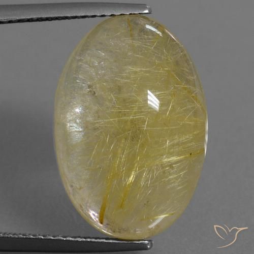 17.54ct طبيعي أصفر فاتح كوارتز روتيل, بيضوي, شفاف