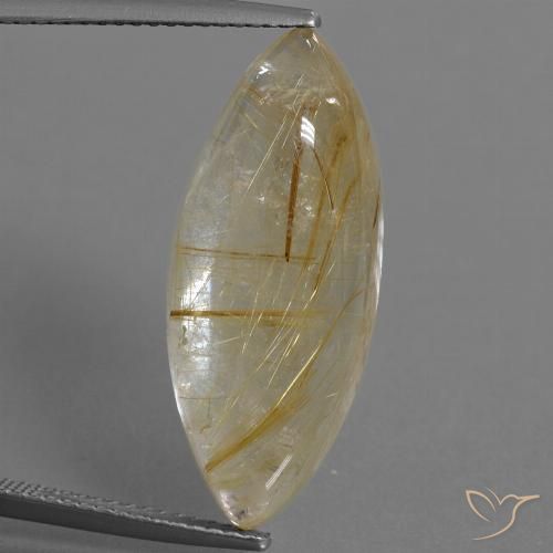 14.68ct طبيعي بنى-ذهبى فاتح جدا كوارتز روتيل, ماركيز, شفاف