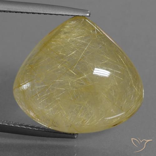 17.91ct طبيعي أصفر دافئ كوارتز روتيل, شكل الكمثرى, شفاف