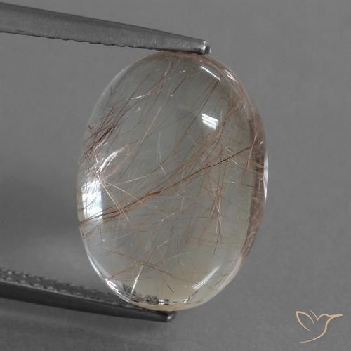 8.28ct طبيعي شفاف مع نحاسى كوارتز روتيل, بيضوي, شفاف