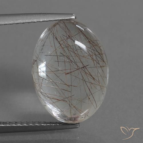 8.10ct طبيعي شفاف مع نحاسى كوارتز روتيل, بيضوي, شفاف