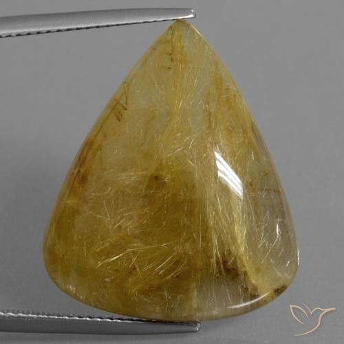 25.66ct طبيعي أصفر ترابى كوارتز روتيل, شكل الكمثرى, نصف شفاف