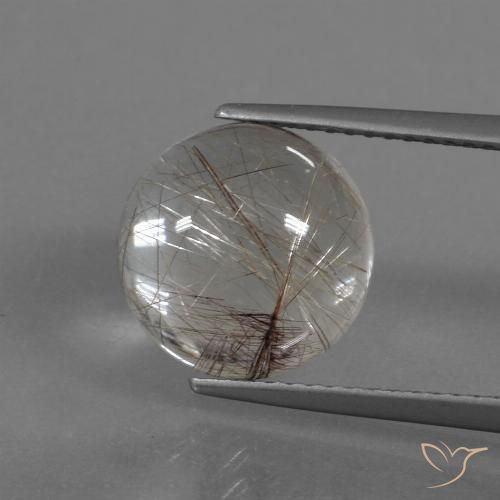 كوارتز روتيل البني الفاتح طبيعي، قصة دائرى، 5.09 قيراط، شفاف