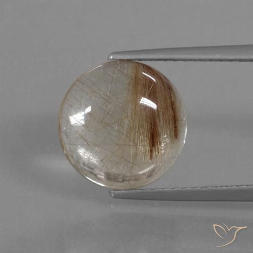 4.31ct طبيعي بنى دافئ كوارتز روتيل, دائري, شفاف