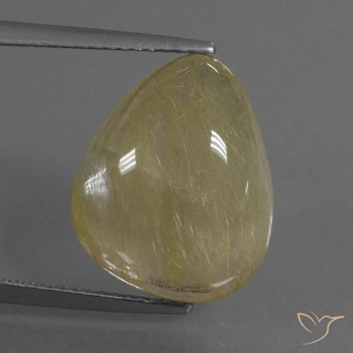 10.83ct طبيعي أصفر فاتح كوارتز روتيل, شكل الكمثرى, نصف شفاف