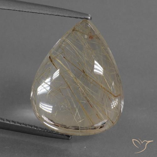 10.54ct طبيعي البني الفاتح كوارتز روتيل, شكل الكمثرى, شفاف