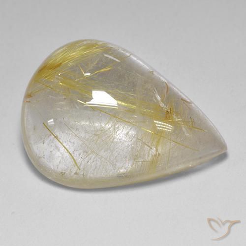 12.23ct طبيعي أصفر ترابى كوارتز روتيل, شكل الكمثرى, شفاف