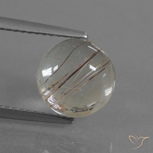 3.14ct طبيعي البني الفاتح كوارتز روتيل, دائري, شفاف