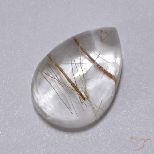 2.49ct طبيعي بنى دافئ كوارتز روتيل, شكل الكمثرى, شفاف