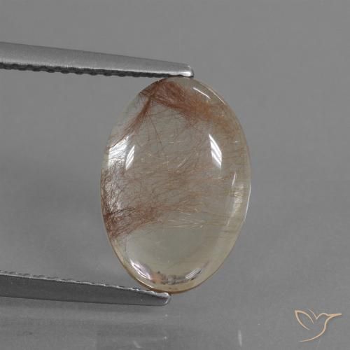 3.64ct طبيعي شفاف مع نحاسى كوارتز روتيل, بيضوي, شفاف