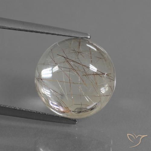 6.66ct طبيعي بنى فاتح جدا كوارتز روتيل, دائري, شفاف