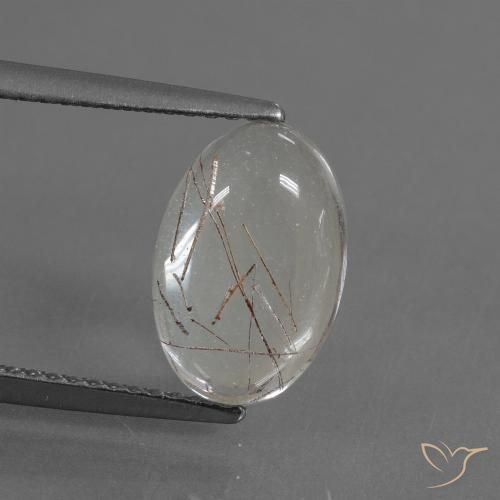 3.08ct طبيعي شفاف مع نحاسى كوارتز روتيل, بيضوي, شفاف
