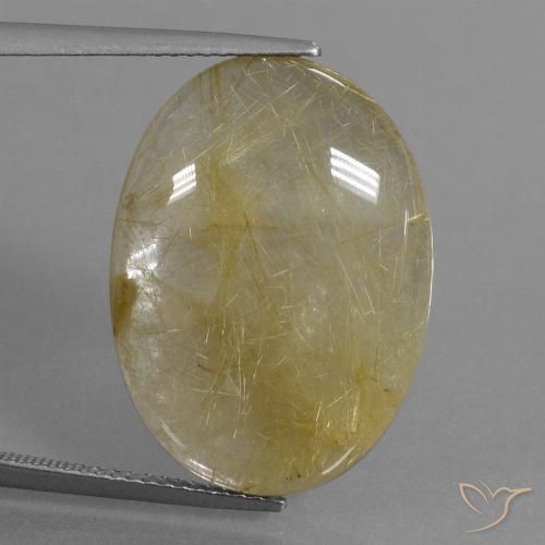 17.46ct طبيعي ذهبى لامع كوارتز روتيل, بيضوي, شفاف