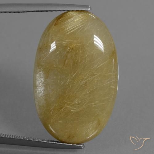 19.01ct طبيعي أصفر ديجون كوارتز روتيل, بيضوي, نصف شفاف